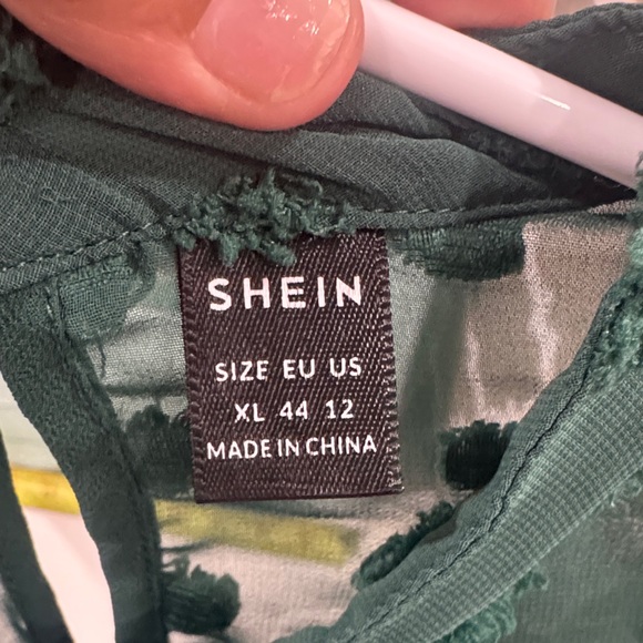 SHEIN Dark Green Textured Blouse - Picture 2 of 5